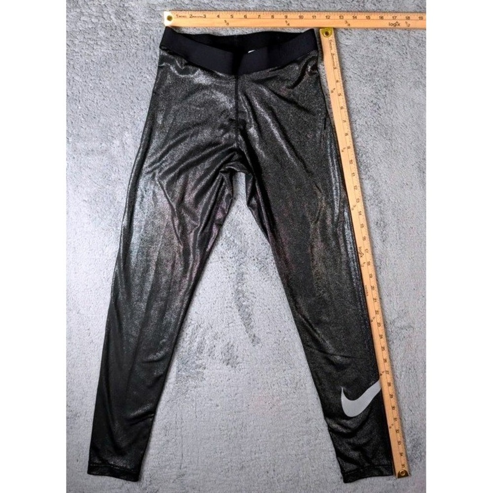 Nike ~ Pro Leggings ~ Women Medium ~ Black Metallic Shimmer ~ Dri-FIT 881778-013 - Picture 7 of 16